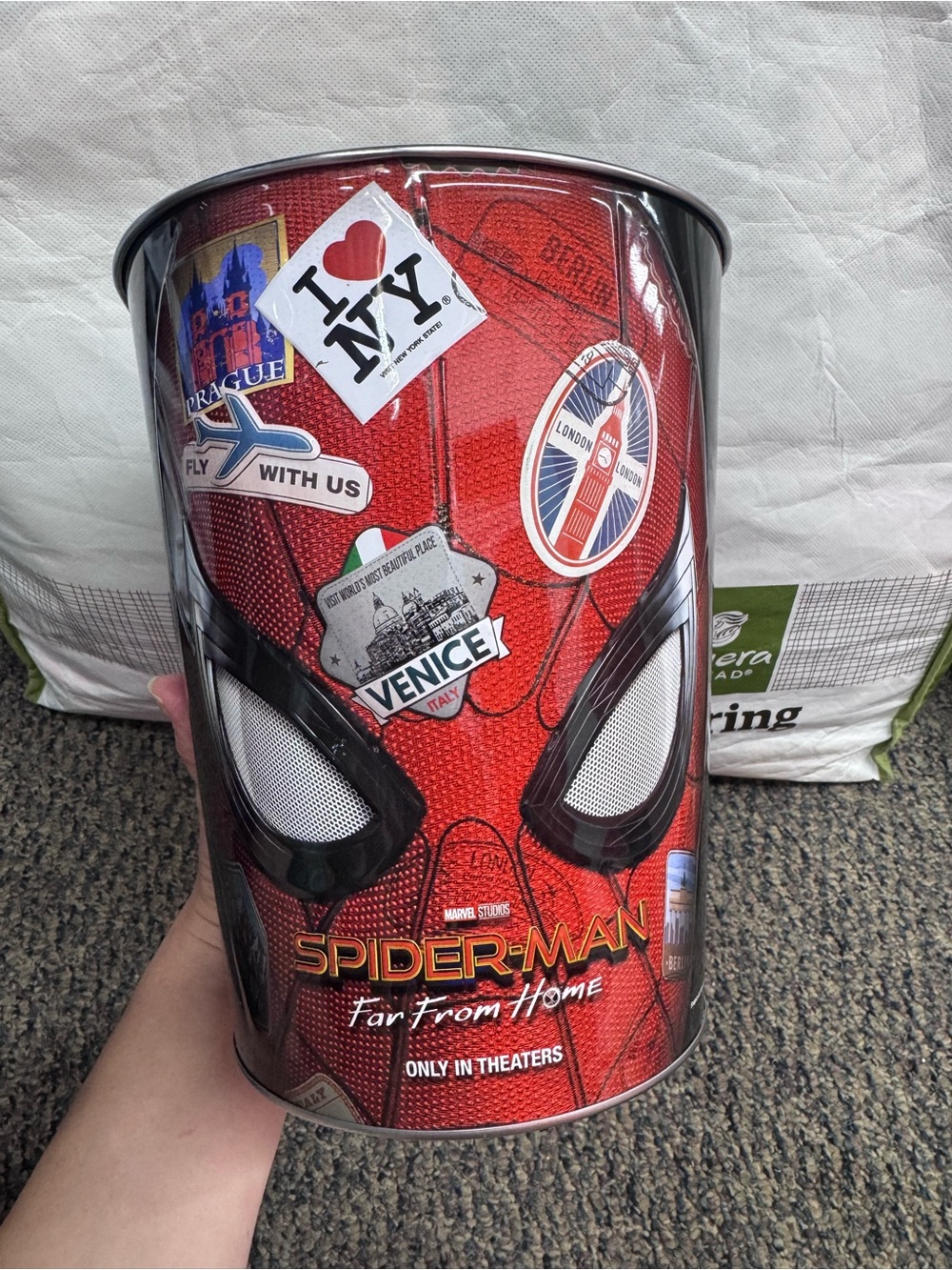 Spiderman Red and Black Travel Sticker Popcorn Tin